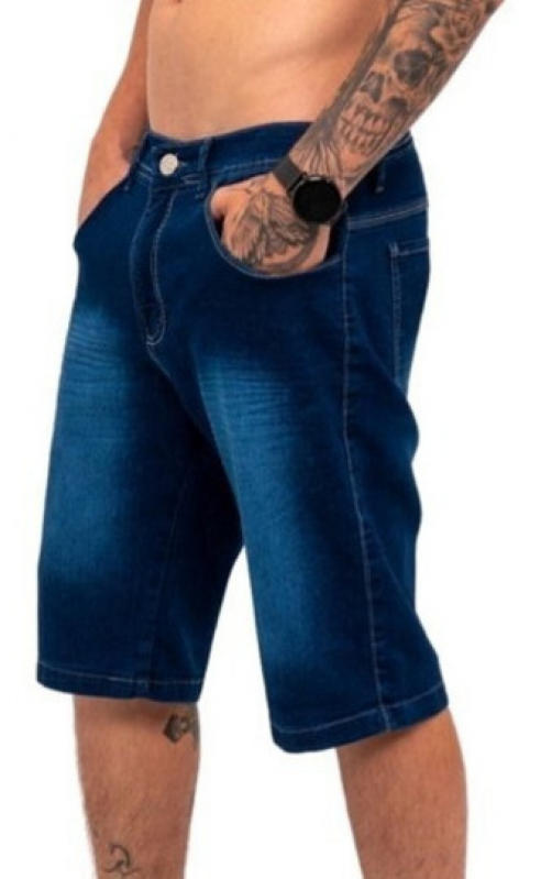Bermuda Masculina de Lycra Valores Maracaju - Bermuda Jeans Preta