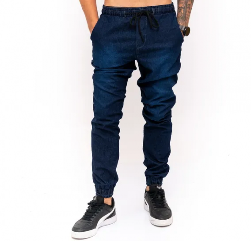 Calça Jeans com Elástico Masculina Valores COQUEIROS - Calça Jeans com Elástico