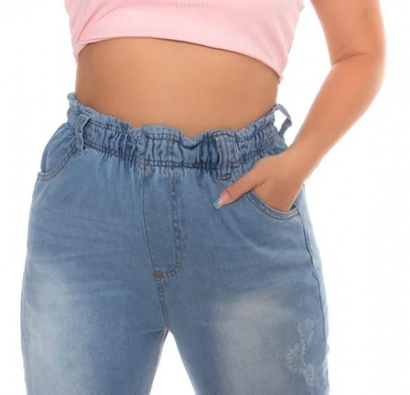 Calça Jeans com Elástico na Perna Feminina Valores Cristalina - Calça Feminina com Elástico na Cintura