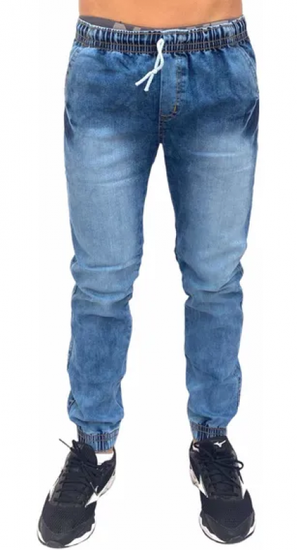 Calça Jeans com Elástico na Perna Feminina Região Metropolitana de São Paulo - Calça Jeans Masculina com Elástico
