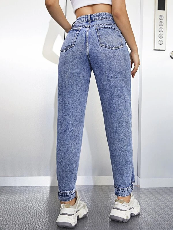 Calça Jeans com Elástico na Perna Cristalina - Calça Feminina com Elástico na Cintura