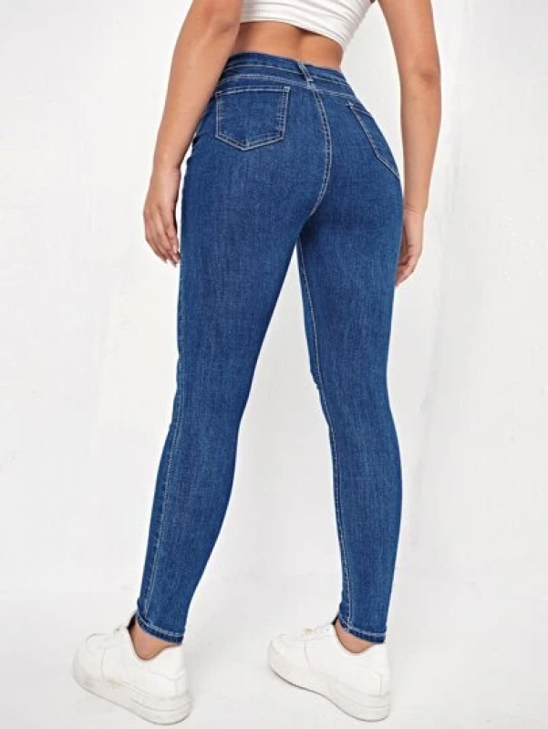 Calça Jeans Feminina Cintura Alta Atacado Samambaia - Calça Jeans Escura Feminina
