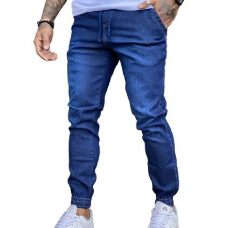 Calça Jeans Masculina com Elástico na Cintura Chapadão do Céu - Calça com Elástico na Cintura Jeans