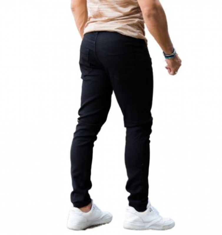 Calça Jeans Masculina Preta Lycra Atacado Vargem Grande Paulista - Calça Jeans de Lycra Masculina