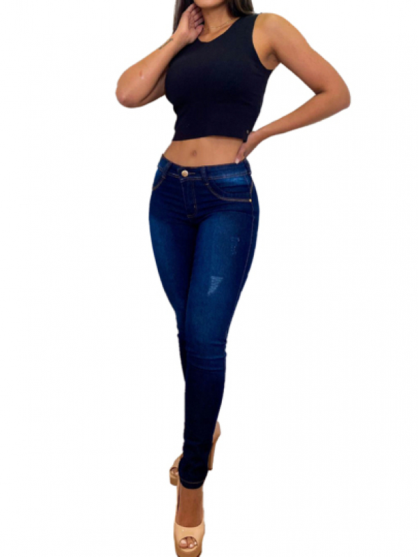 Onde Comprar Calça Jeans com Lycra Feminina Cintura Alta Cristalina - Calça Lycra Jeans Feminina