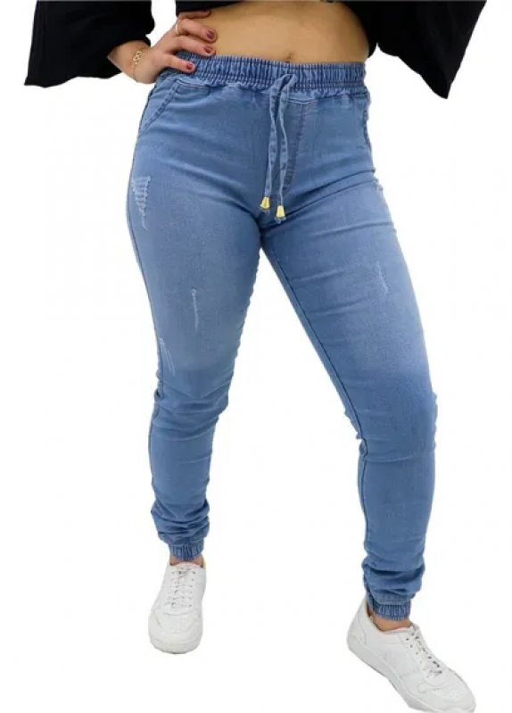 Qual o Valor de Calça Jeans com Elástico na Perna SÃO JOAQUIM - Calça Feminina com Elástico na Cintura