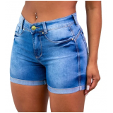 short jeans feminino cintura alta preços Aracatuba